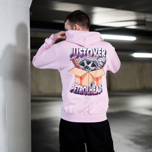 JUSTOVER CAR PARTS HOODIE PINK